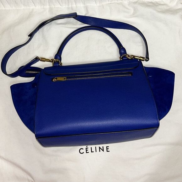 Authentic Celine Leather/Calfskin Suede Trapeze Indigo Shoulder/Top Hand… - Picture 8 of 17